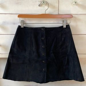 Reformation Suede button mini skirt